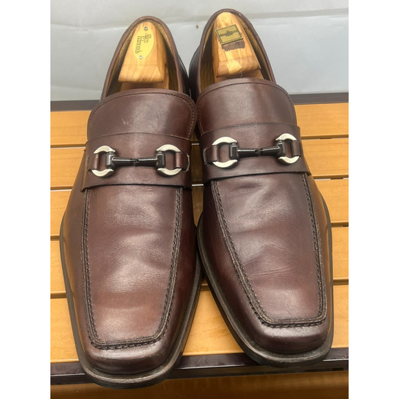 MAGNANNI Brown horsebit Stitching Low Cut Penny Loafer Shoes Size 10.5D main image 5